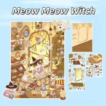 Milk Foam World 3D Sticker | 4 Cute Miniature Scenes