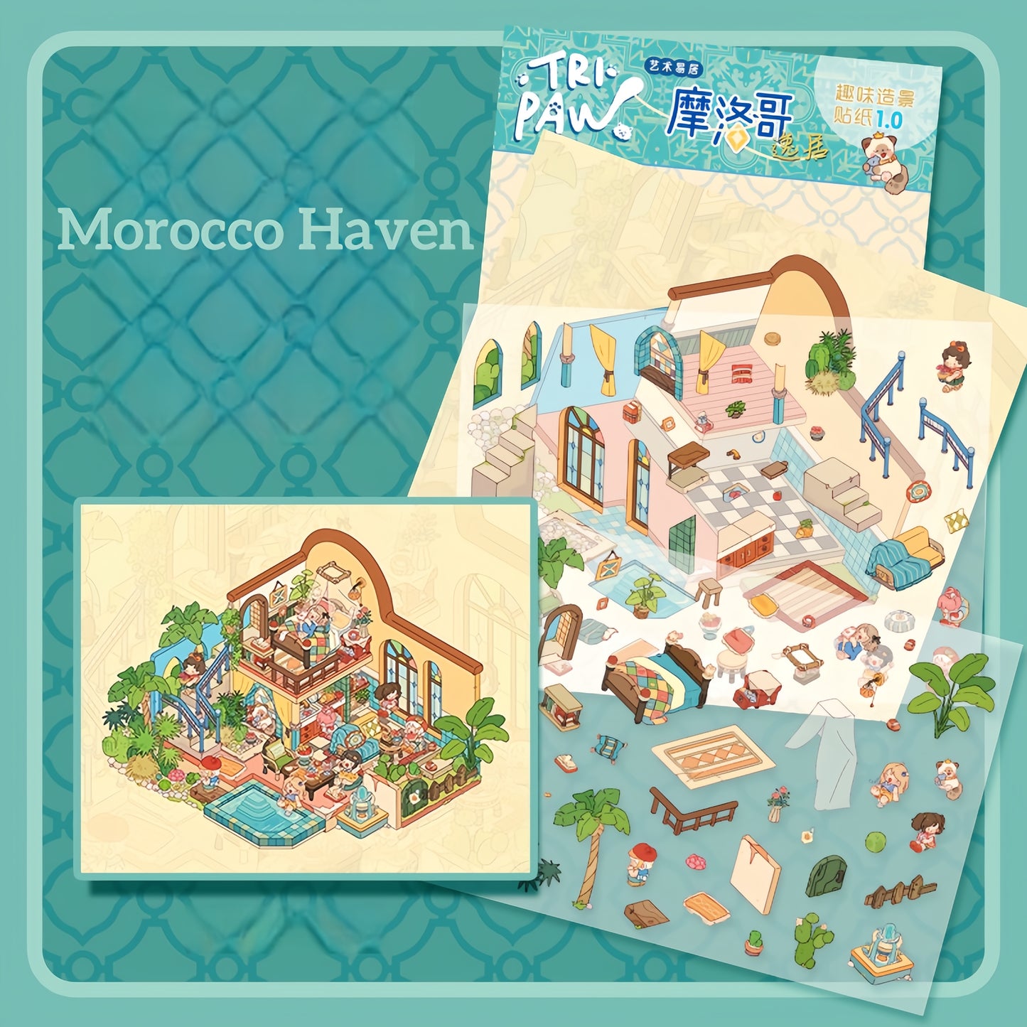 Artistic House 3D Sticker | 5 Cute Miniature Scenes