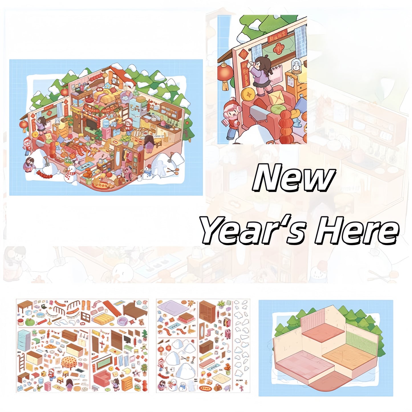 Festival Holdings 3D Sticker | 4 Cute Miniature Scenes