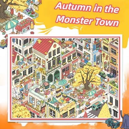 Autumn Streetscape 3D Sticker | 3 Cute Miniature Scenes