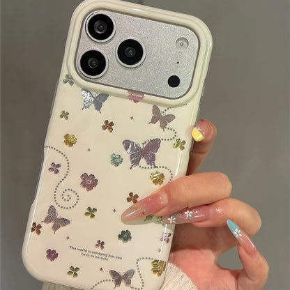 Cream White Flower Butterfly Acrylic Phone Case