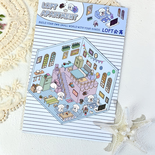 Tiny Animal's Shop 3D Sticker | 4 Cute Miniature Scenes