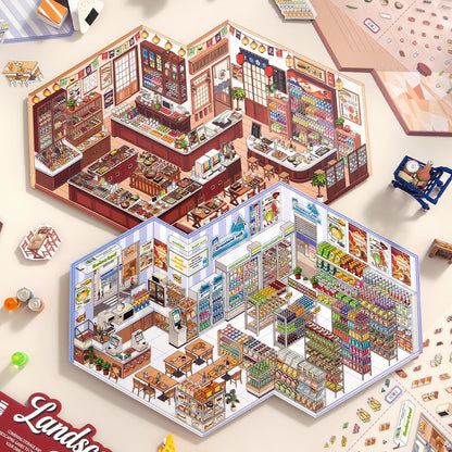 Shelf Display 3D Sticker | 2 Cute Miniature Scenes