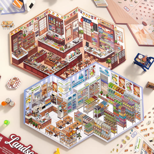 Shelf Display 3D Sticker | 2 Cute Miniature Scenes