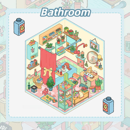 Dream Home 3D Sticker | 4 Cute Miniature Scenes
