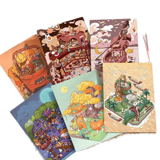 Whimsical Adventure 3D Sticker | 6 Cute Miniature Scenes