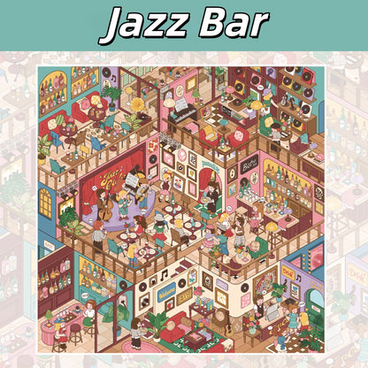 Cute Busy Town 3D Sticker | 5 Cute Miniature Scenes