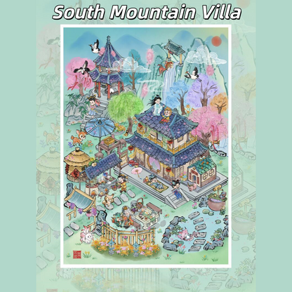 Ancient Chinese Retreats 3D Sticker | 4 Cute Miniature Scenes