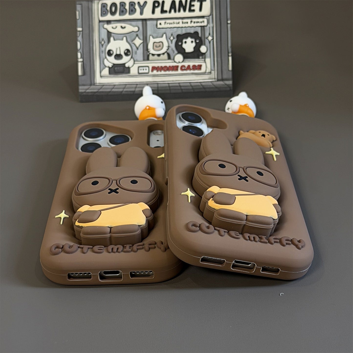 Black Miffy Stand Silicone Phone Case
