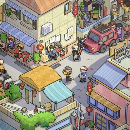 Spring Festival Town 3D Sticker | 2 Cute Miniature Scenes