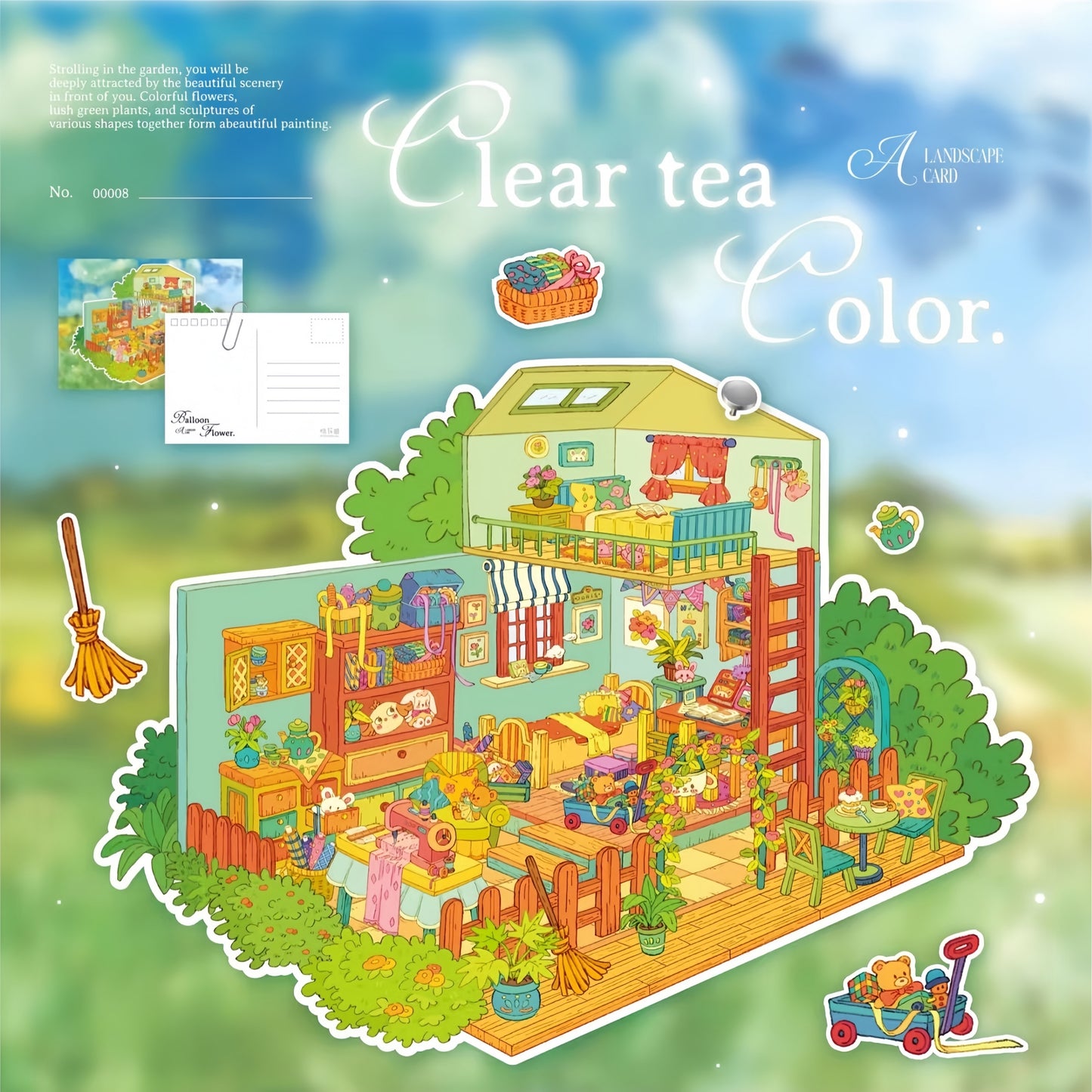 Small Garden 3D Sticker | 4 Cute Miniature Scenes