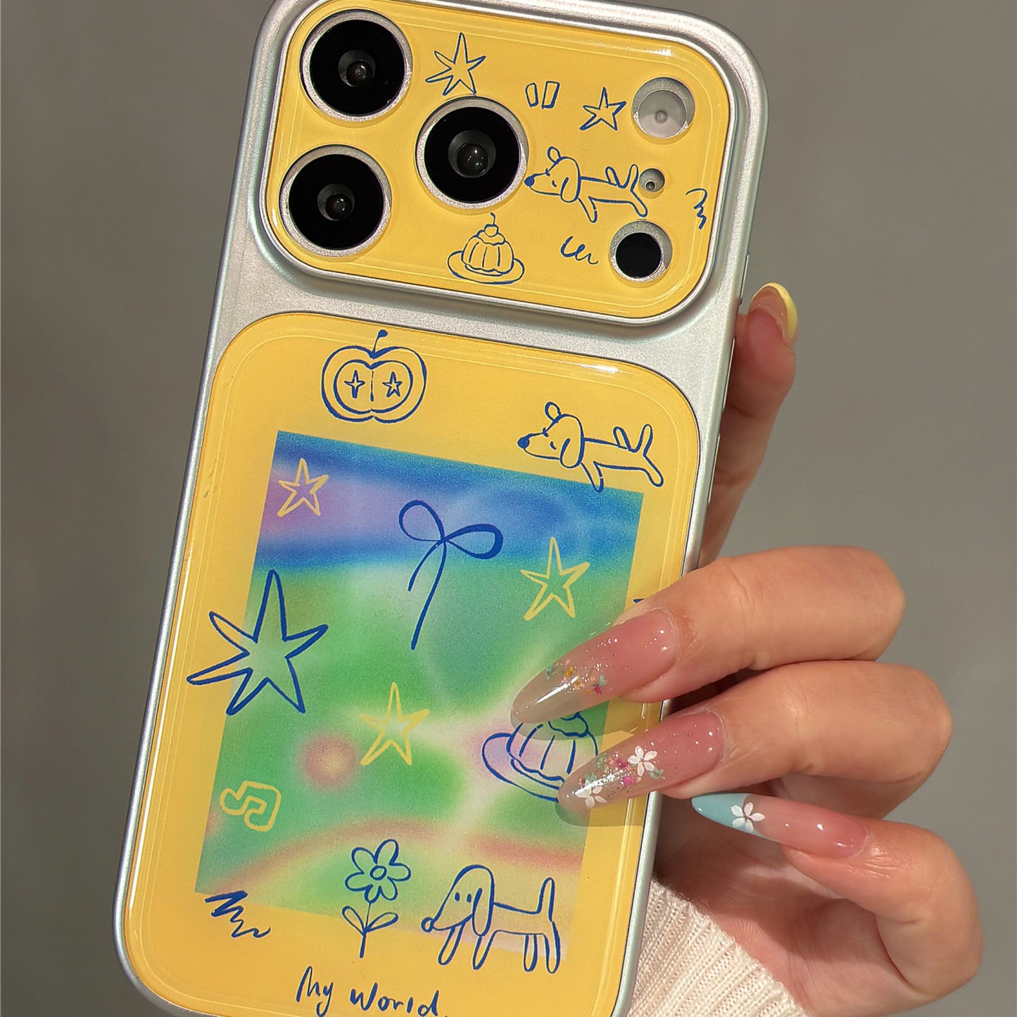 Custard Yellow Green Gradient Dessert Puppy Acrylic Phone Case