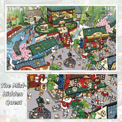 The Cat's Whisper in the Mist 3D Sticker | 2 Cute Miniature Scenes