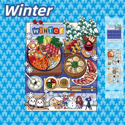 Four Seasons' Cuisine 3D Sticker | 4 Cute Miniature Scenes