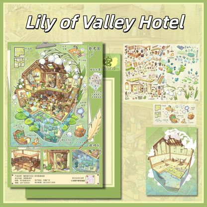 Cat's Travel Diary 3D Sticker | 4 Cute Miniature Scenes