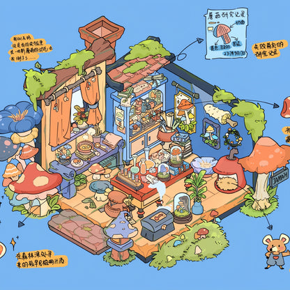 Whimsical World 3D Sticker | 4 Cute Miniature Scenes