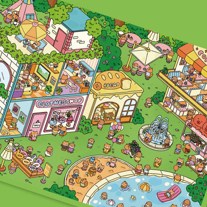 Cute Animal's Park 3D Sticker | 2 Cute Miniature Scenes