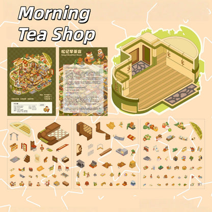 Squirrel‘s Little Shop 3D Sticker | 4 Cute Miniature Scenes