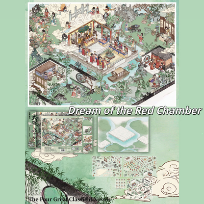 The Four Great Classical Novels 3D Sticker | 4 Cute Miniature Scenes