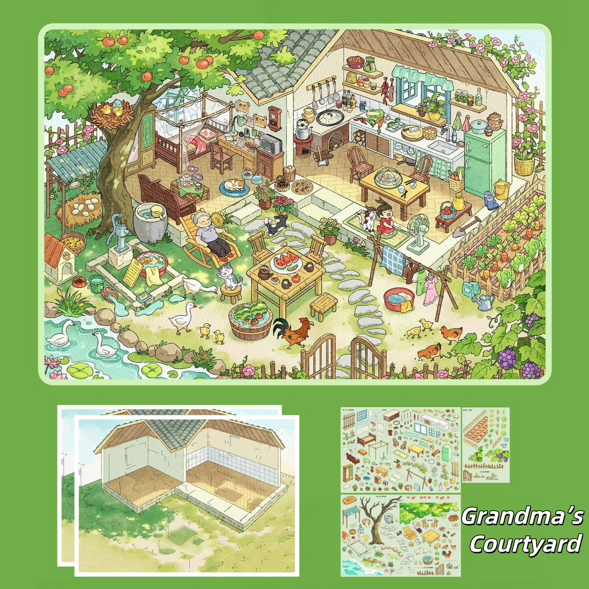 Little Worlds 3D Sticker | 4 Cute Miniature Scenes