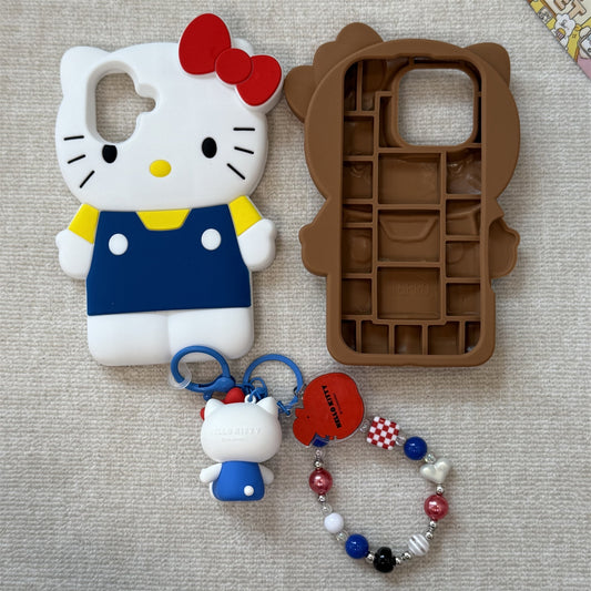 3D White & Black Cat Silicone Phone Case