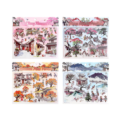 Four Seasons 3D Sticker | 4 Cute Miniature Scenes