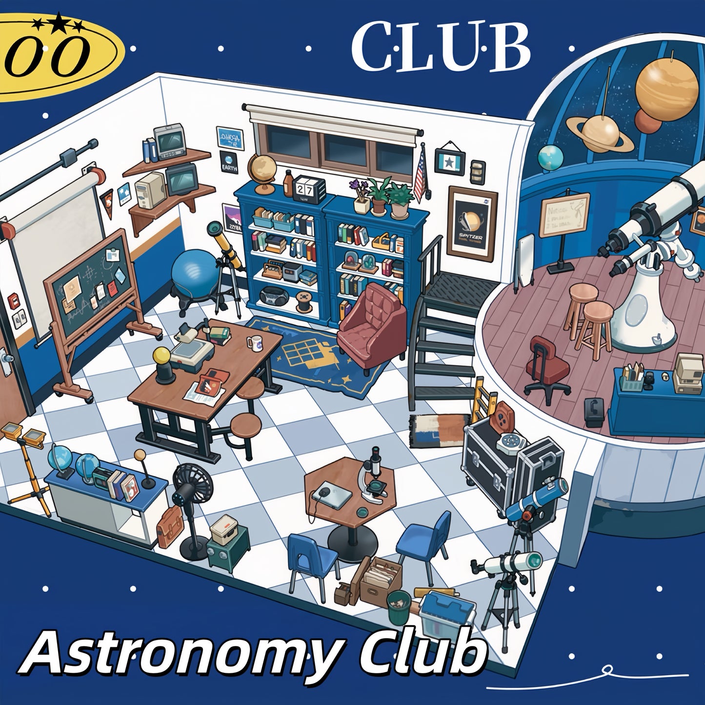 Rooms & Clubs 3D Sticker | 4 Cute Miniature Scenes