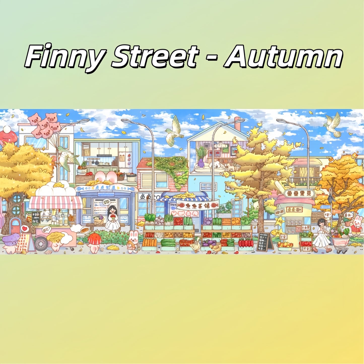 Finny Street 3D Sticker | 4 Cute Miniature Scenes