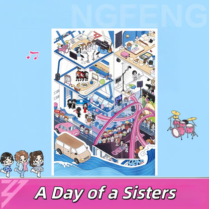 Sisters Who Make Waves 3D Sticker | 3 Cute Miniature Scenes