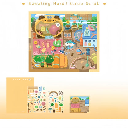 Cleaning Up Series 3D Sticker | 4 Cute Miniature Scenes