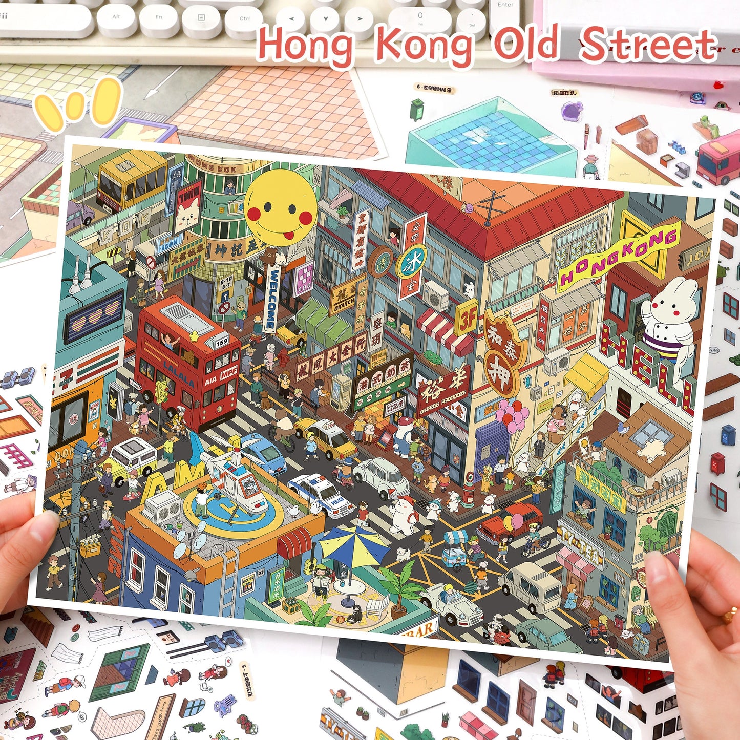 Streetscape 3D Sticker | 2 Cute Miniature Scenes