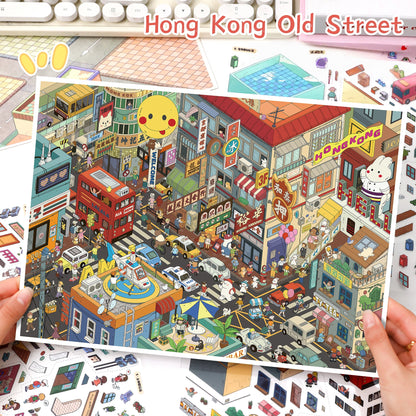 Streetscape 3D Sticker | 2 Cute Miniature Scenes