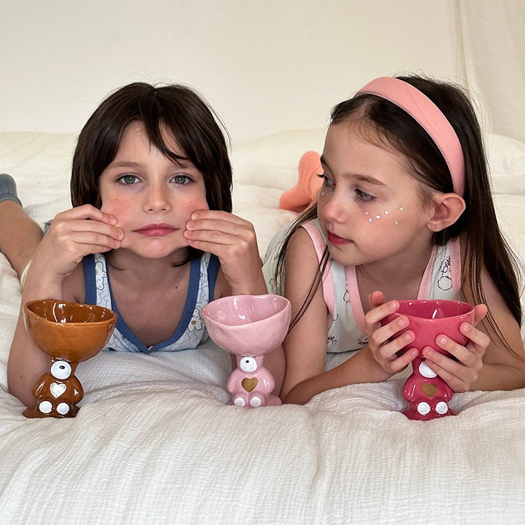 Cute Bear Heart-Shaped Ceramic Ice Cream Cup