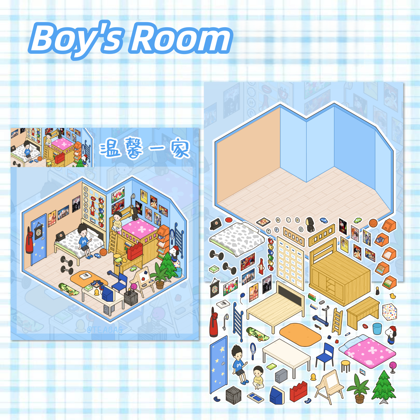 A Warm Family 3D Sticker | 5 Cute Miniature Scenes