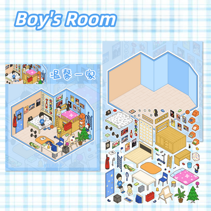 A Warm Family 3D Sticker | 5 Cute Miniature Scenes