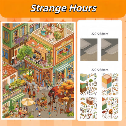 Strange Hours 3D Sticker | 2 Cute Miniature Scenes