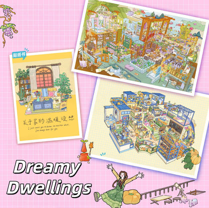 Dreamy Dwellings 3D Sticker | 3 Cute Miniature Scenes