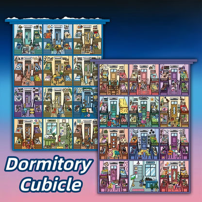 Dormitory Cubicle 3D Sticker | 2 Cute Miniature Scenes
