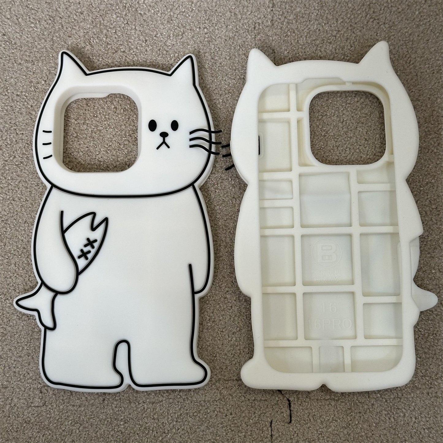 Line Cat Holding Dried Fish Silicone Phone Case