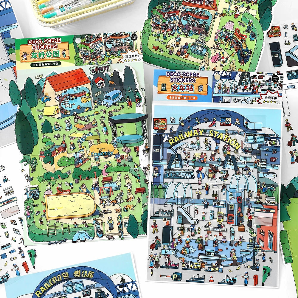 Simulation Management 3D Sticker | 2 Cute Miniature Scenes