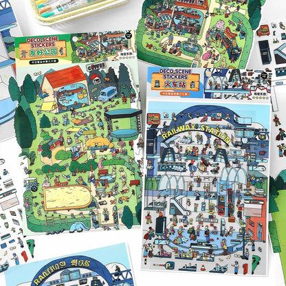 Simulation Management 3D Sticker | 2 Cute Miniature Scenes