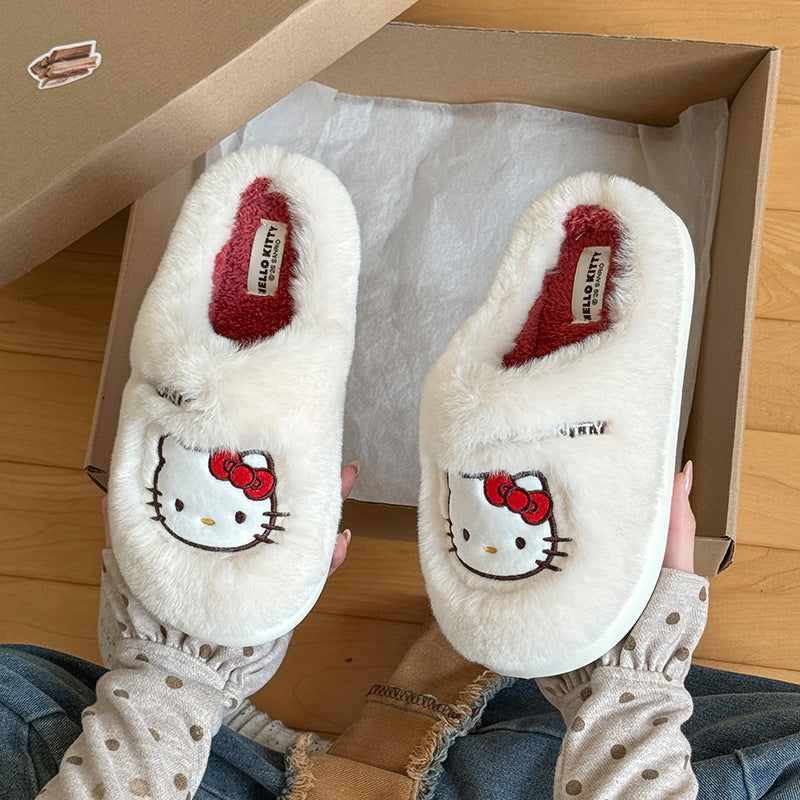 Kitty Cozy Plush Slippers