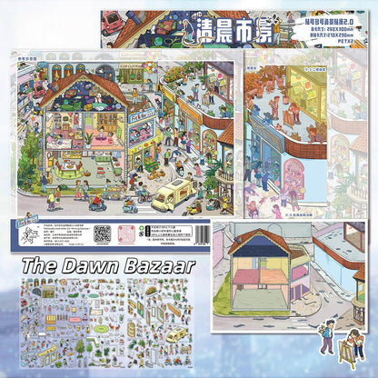 Town‘s Tales 3D Sticker | 4 Cute Miniature Scenes