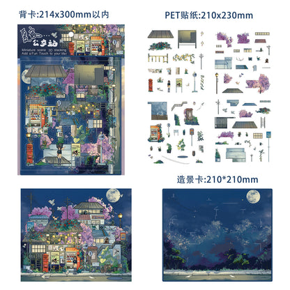 Summer Night Bus Stop 3D Sticker