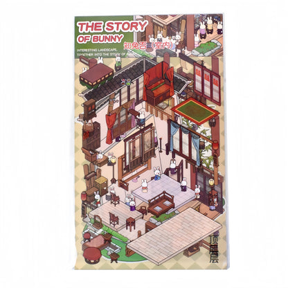 The Story Of Bunnylan 3D Sticker | 2 Cute Miniature Scenes