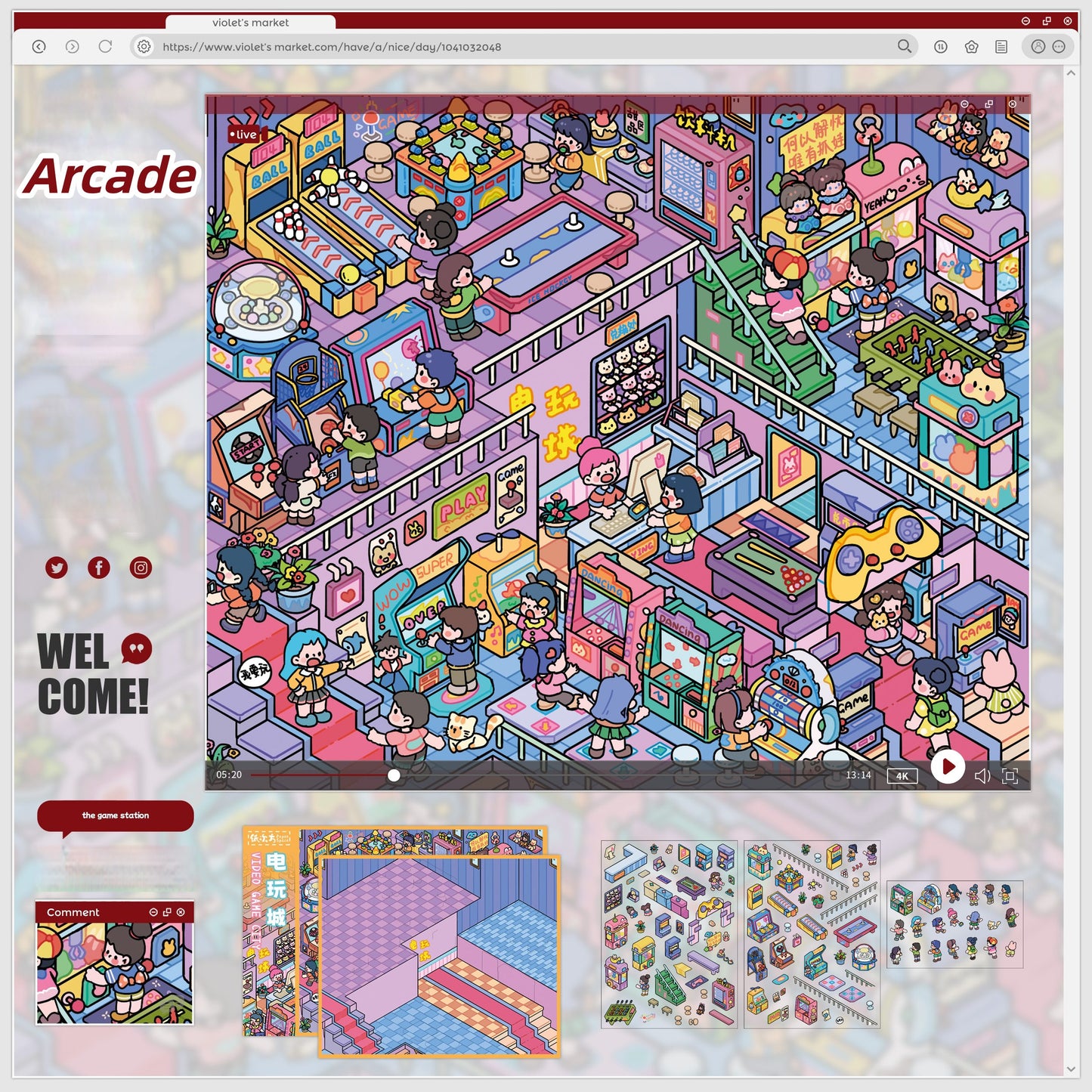 Old Days 3D Sticker | 2 Cute Miniature Scenes