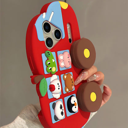Animal Bus Telescopic Stand Silicone Phone Case