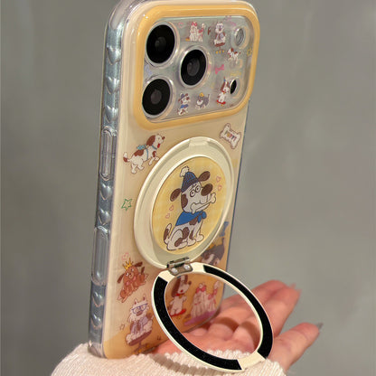 Adorable Cartoon Puppy Magnetic Stand Acrylic Phone Case