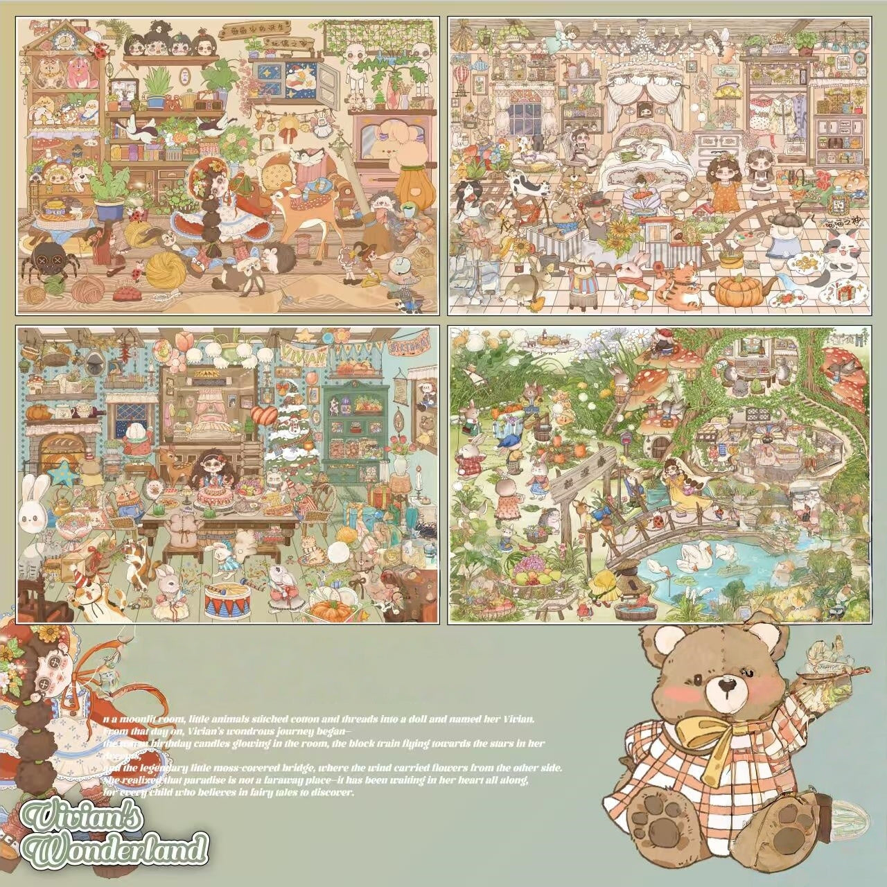 Vivian’s Wonderland 3D Sticker | 4 Cute Miniature Scenes