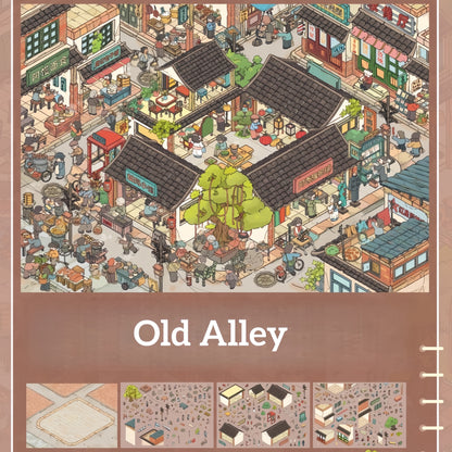 Little Town Stories 3D Sticker | 4 Cute Miniature Scenes